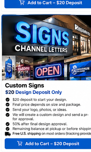 Custom signs and illuminated channel letters